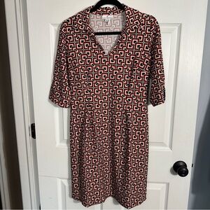 Jude Connally Michelle sheath dress size M. Geometric MCM print, stretch